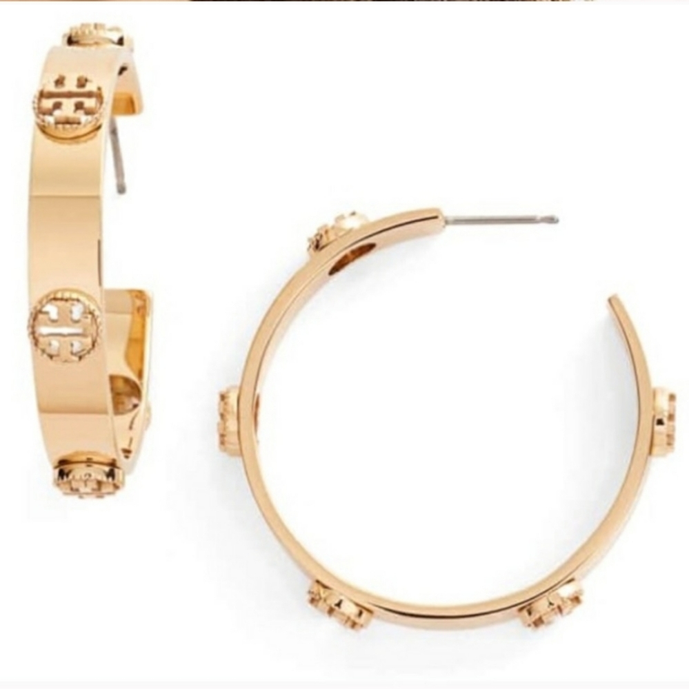 Tory Burch Milgrain Gold Hoops